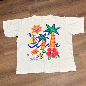 Vintage Cayman Islands White with Neon Graphic T-Shirt Sz XXL Single Stitch 1996